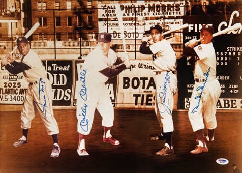 Mickey Mantle, Willie Mays, Joe DiMaggio, and Duke Snider Signed 14x20 Photo